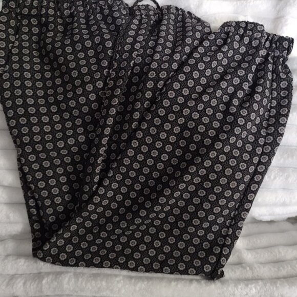 Merona XL Black White Print Pull-On Pants Lightweight Casual Relaxed Fit - Picture 5 of 5